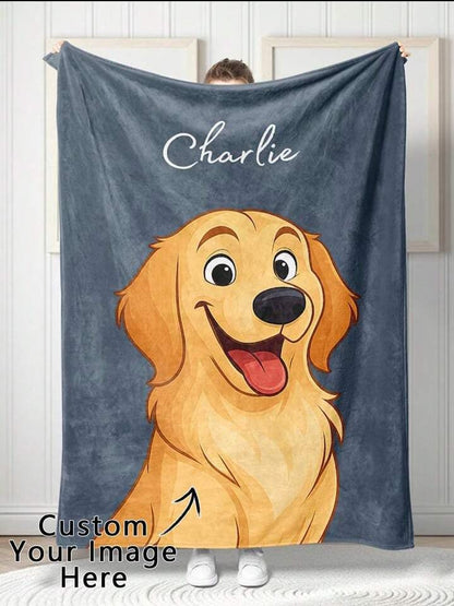 Personalized pet blanket with custom photo and name