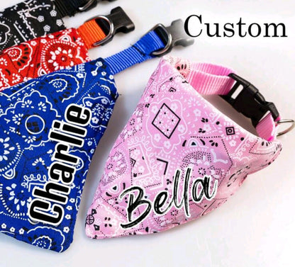 Dog wearing personalized bandana collar