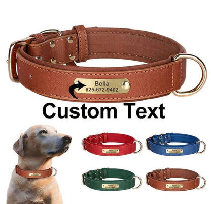 Leather laser-engraved personalized pet collar